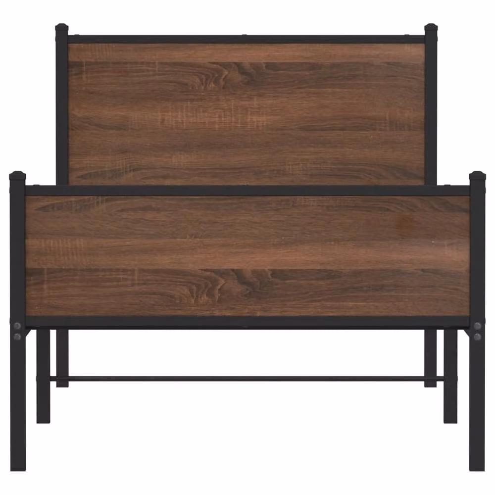 Berkfield Home Metal Bed Frame in Brown Oak, W: 80 cm, L: 200 cm – 4