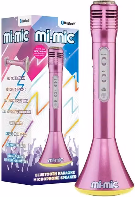 Mi-Mic Bluetooth Karaoke Microphone Speaker in Pink