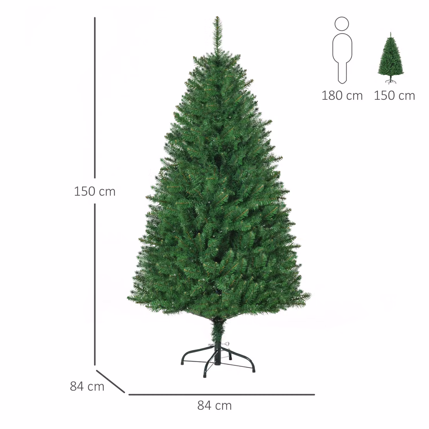 HOMCOM 5ft Prelit Artificial Christmas Tree with Warm White LED Lights, Green – 3