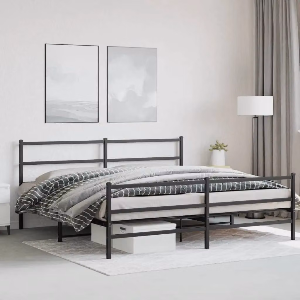 Berkfield Home Metal Bed Frame with Footboard, Black, 193 x 203 cm – 3
