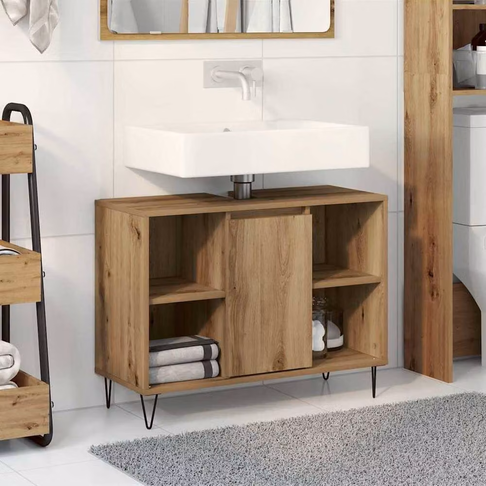 Berkfield Home Artisan Oak Bathroom Vanity Unit in Brown – 2
