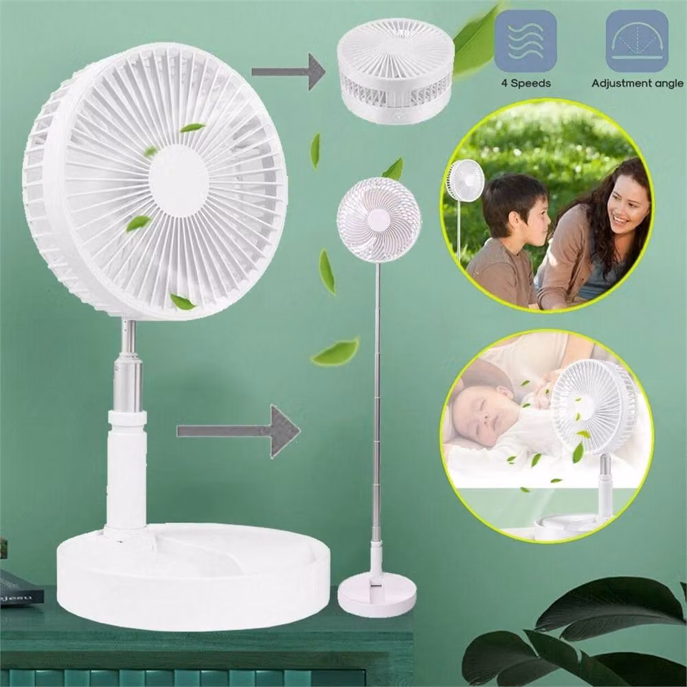 Nordara White USB Rechargeable Foldable Table Desk Fan with Telescopic Stand, H: 130 cm, W: 45 cm – 5