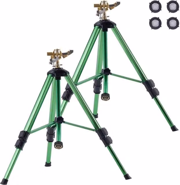 Kelvenix Heavy Duty Tripod Sprinkler 2 Pack in Green – 1