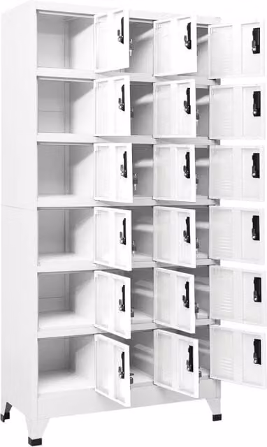 Berkfield Home White Steel Locker Cabinet with Hinged Doors and Lock, W/D/H: 90 x 40 x 180 cm