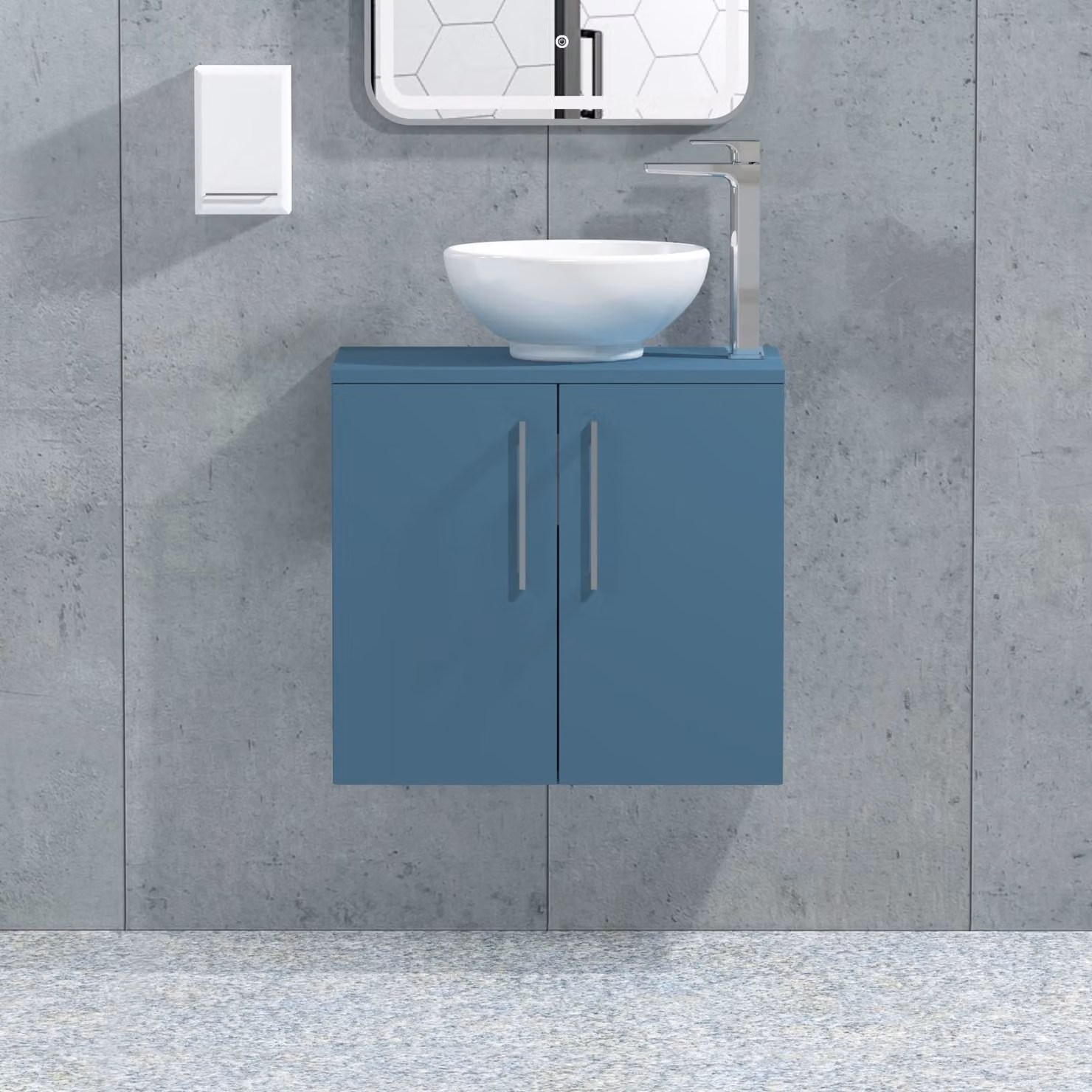 Royal Bathrooms Modena 800mm Wall Hung Vanity Unit with Countertop Basin in Satin Blue