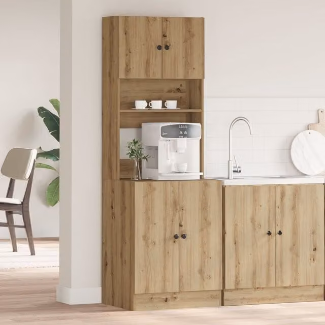 Berkfield Home Artisan Oak Kitchen Tall Unit in Brown and Multicolour, W/D/H: 60 x 50 x 180 cm