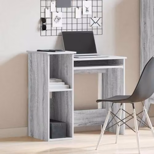 vidaXL Desk with Shelves in Grey Sonoma, W/D/H: 84 x 40 x 78 cm – 2