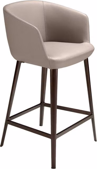 Angel Cerda Taupe Grey Leatherette Stool with Brown Steel Base, W: 56 cm, D: 53 cm, H: 91 cm