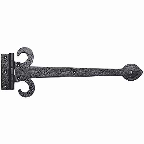 Loops Pair of Ornate Sword T-Hinges in Black Antique, 30.5 cm
