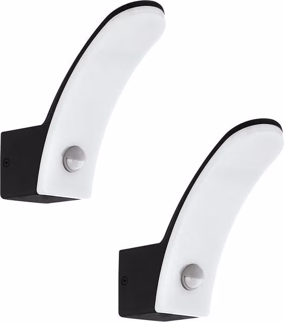 Loops 2 Pack Black Aluminium IP44 Outdoor LED Wall Lights with PIR Motion Sensor – 1