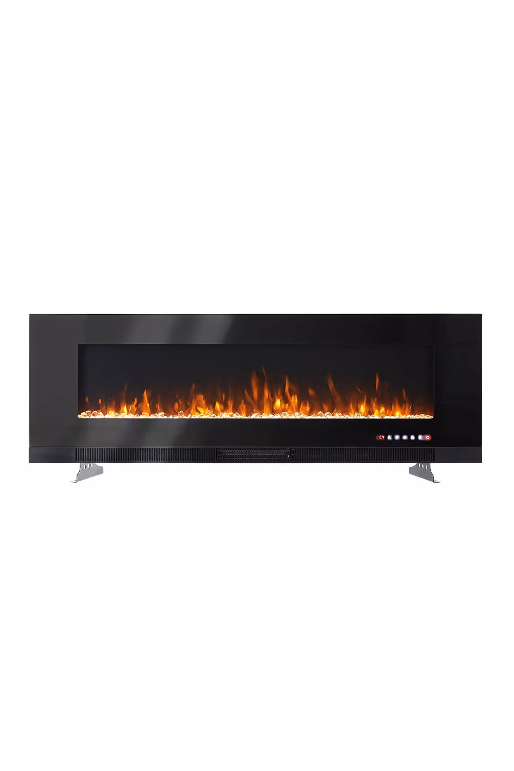 Living and Home 60 inch Wall Mounted Electric Fireplace in Black with Glass Finish – 3
