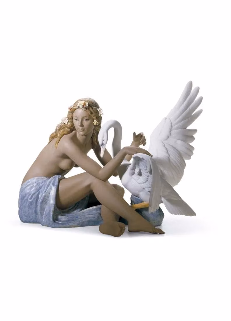 Lladró Leda and The Swan White Porcelain Figurine