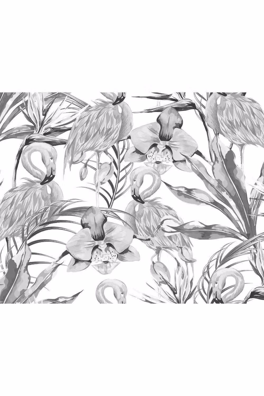 Origin Murals Paradise Flamingo Wall Mural in Black, W: 350 cm, H: 280 cm – 2