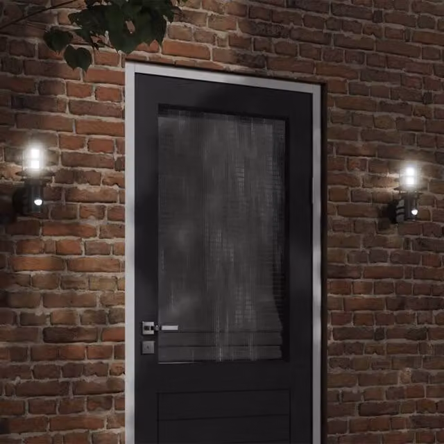 Berkfield Home Set of 2 Black Stainless Steel Outdoor Wall Lights with Motion Sensor