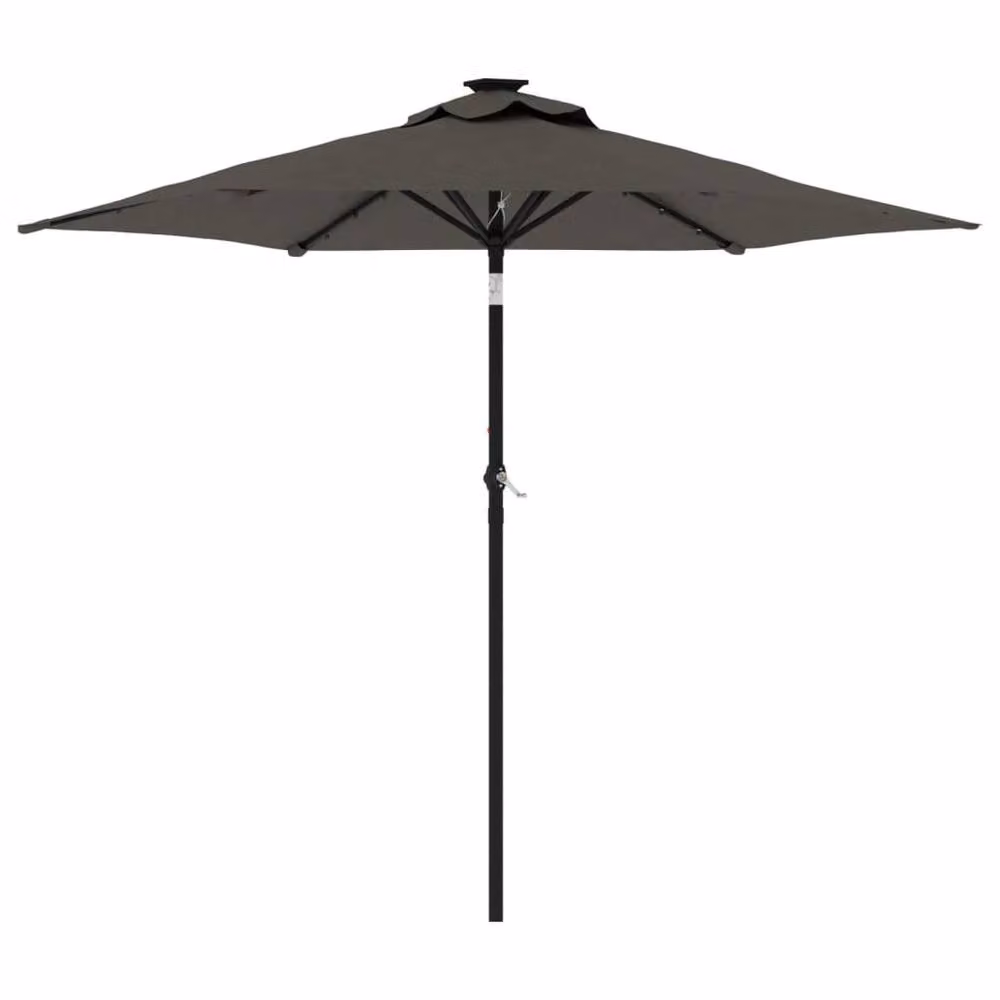 Berkfield Home Garden Parasol with LEDs and Steel Pole, Anthracite Grey, W/D/H: 225 x 225 x 212 cm – 2
