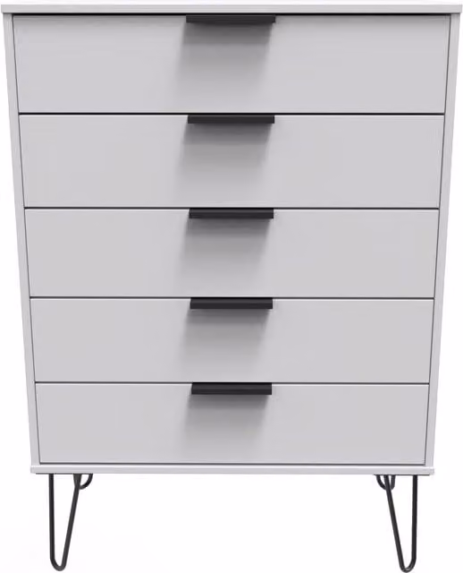 Ready Assembled 2 U Fuji 5 Drawer Chest in Mid Grey