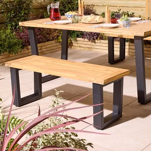Rowlinsons Stockholm Four Seater Acacia Wood and Metal Dining Set in Natural Brown – 3