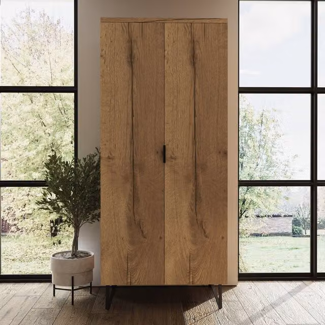 FWStyle Fisso 2 Door Double Wardrobe in Cracked Oak