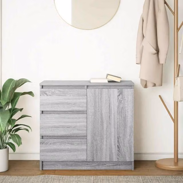 Berkfield Home Grey Sonoma Sideboard with Drawer in Engineered Wood W/D/H: 71 x 35 x 65 cm – 1