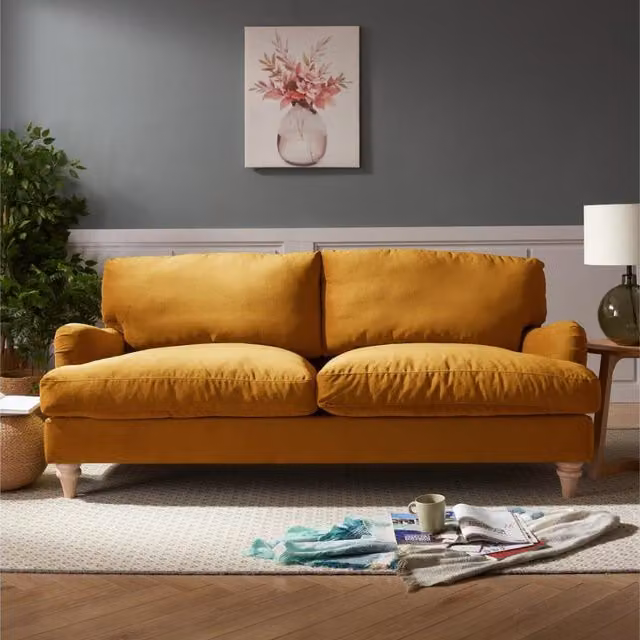 Halo 3-Seater Sofa in Mustard Yellow Velvet