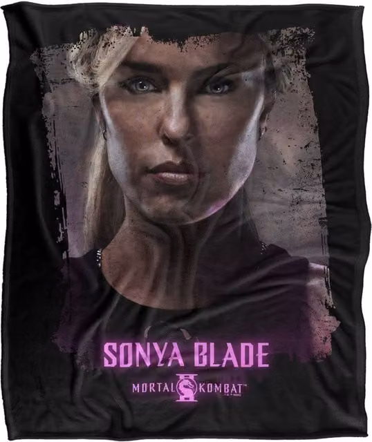 Warner Bros. Mortal Kombat 2 Sonya Blade Portrait Super Soft Fluffy Throw Blanket, Multicolour, Large