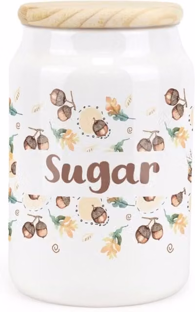 Purely Home Floral Ceramic Sugar Storage Canister in Brown and White
