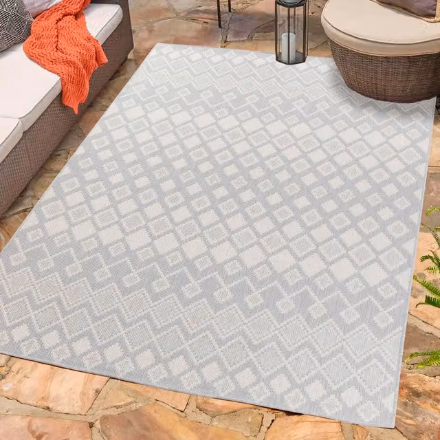 Desire Rugs Modern Ikat Design Waterproof Indoor-Outdoor Kilim Rug, Silver, W: 200 cm, L: 290 cm
