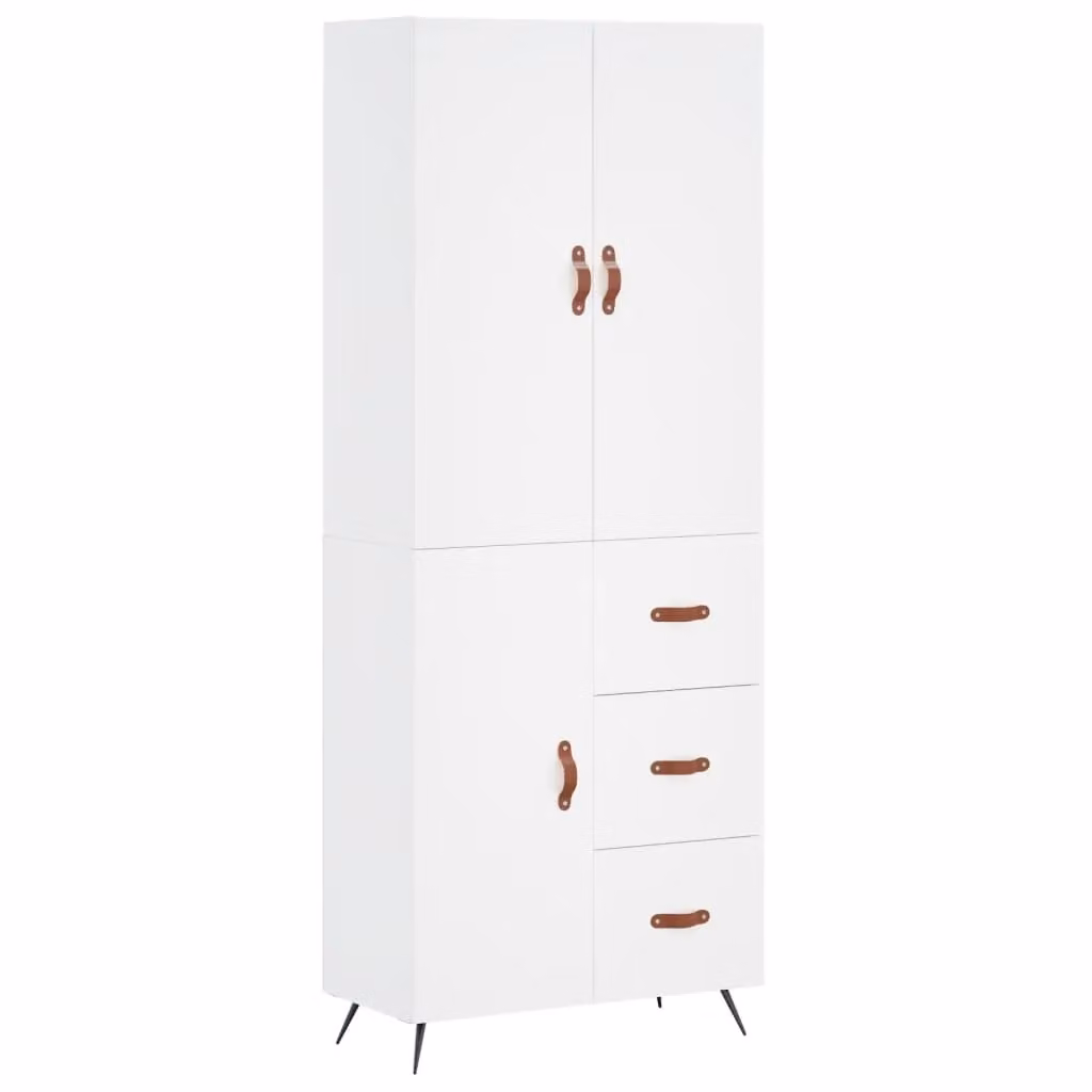 Berkfield Home White Matt Highboard with Hinged Doors and Internal Shelves, W/D/H: 69.5 x 34 x 180 cm – 2