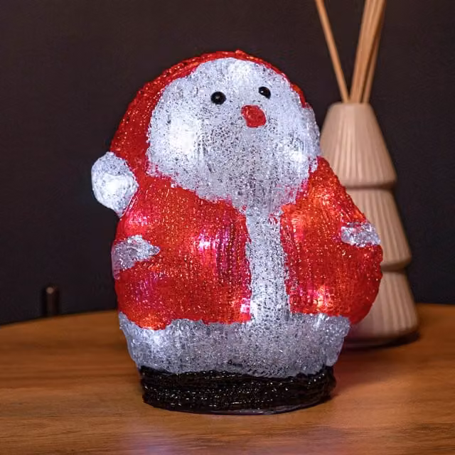 Snowtime Battery Operated Light Up Acrylic Sitting Santa Christmas Decoration with 16 Ice White LEDs, Height: 19 cm – 1