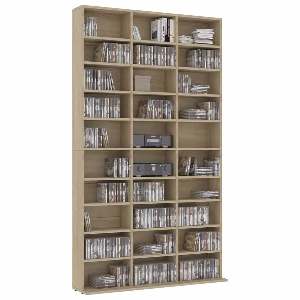 Berkfield Home CD Cabinet in Sonoma Oak Brown, W: 102 cm, D: 16 cm, H: 177.5 cm – 3
