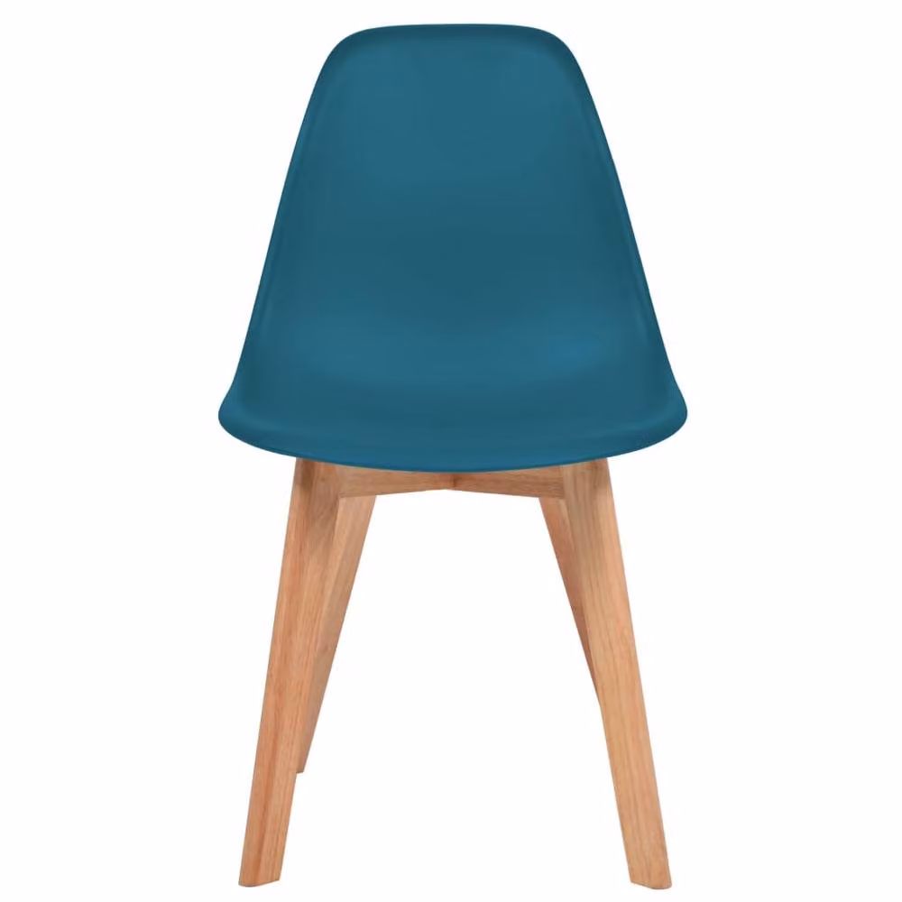 Berkfield Home Set of 6 Modern Dining Chairs in Turquoise Plastic and Black Wood – 2