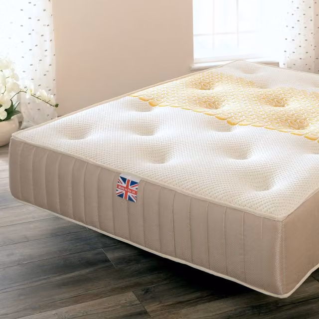 Comfy Living White Hybrid Pocket Sprung Mattress with Wool, Antibacterial and Temperature Regulation, W/D/H: 90 x 200 cm