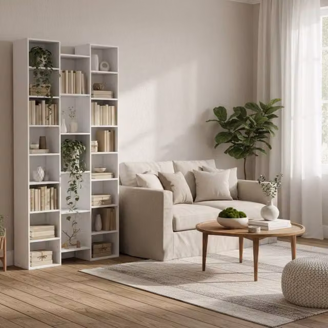 Wyld Haus Elpa 21 Compartment White Storage Bookcase with Adjustable Shelves