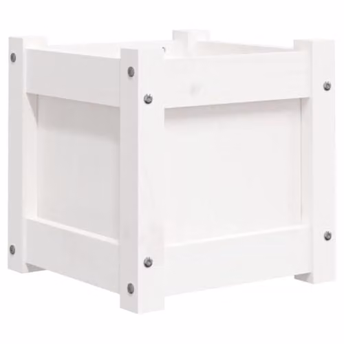 vidaXL White Wooden Garden Planter Tub W/D/H: 31 x 31 x 31 cm – 1