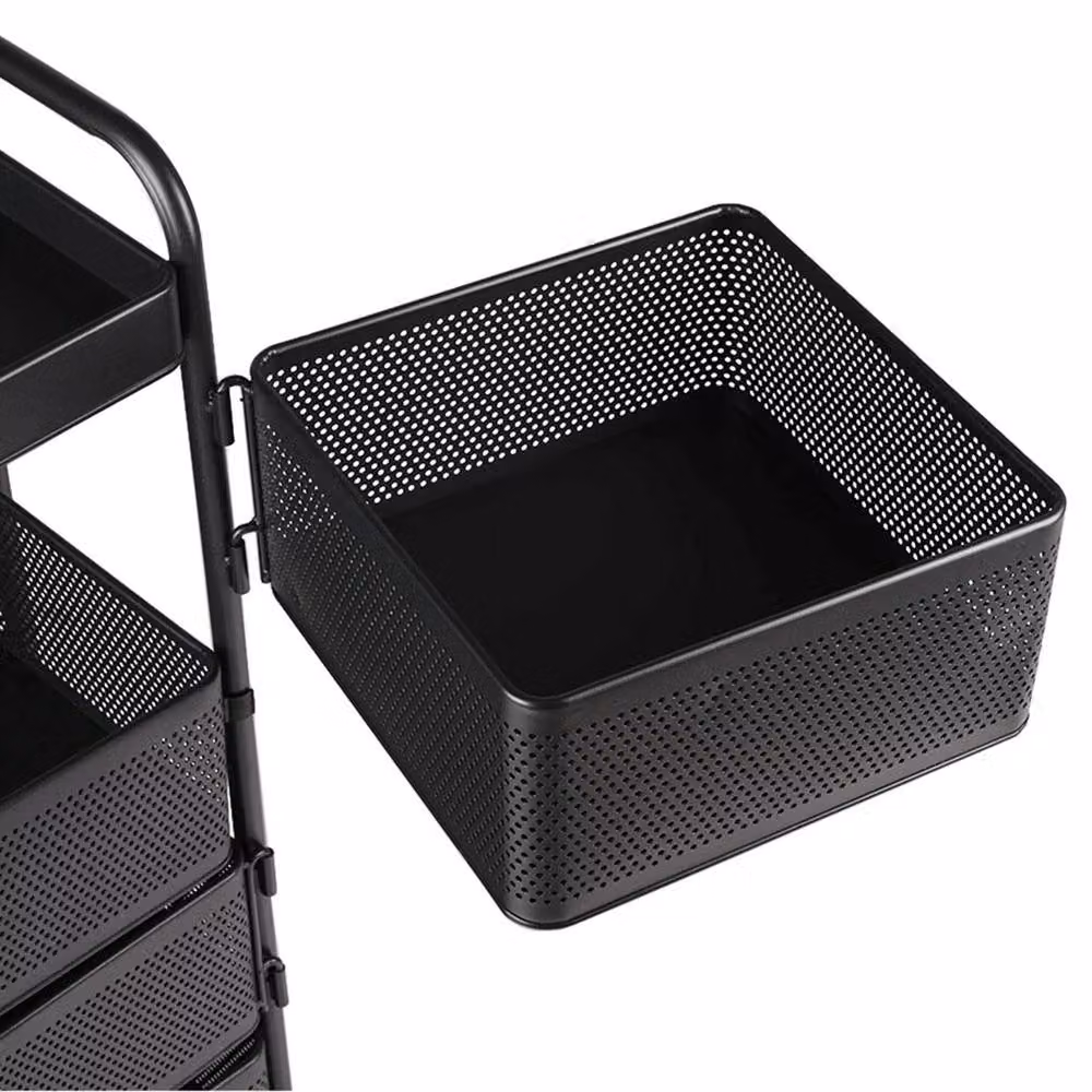 Garden Sanctuary 4-Tier Metal Kitchen and Balcony Storage Rack with Wheels in Matt Black – 5