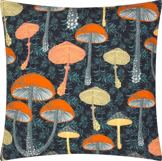 Make it a Home Garett Printed Square Cotton and Polyester Cushion in Black