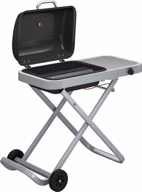 Outsunny Foldable Gas BBQ Grill with Side Table and Thermometer, Black, 2.5 kW – 1