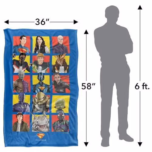 Warner Bros. Superman 2025 Character Squares Silky Touch Super Soft Fleece Throw Blanket, Multicolour, W/D/H: 91 x 147 cm – 4