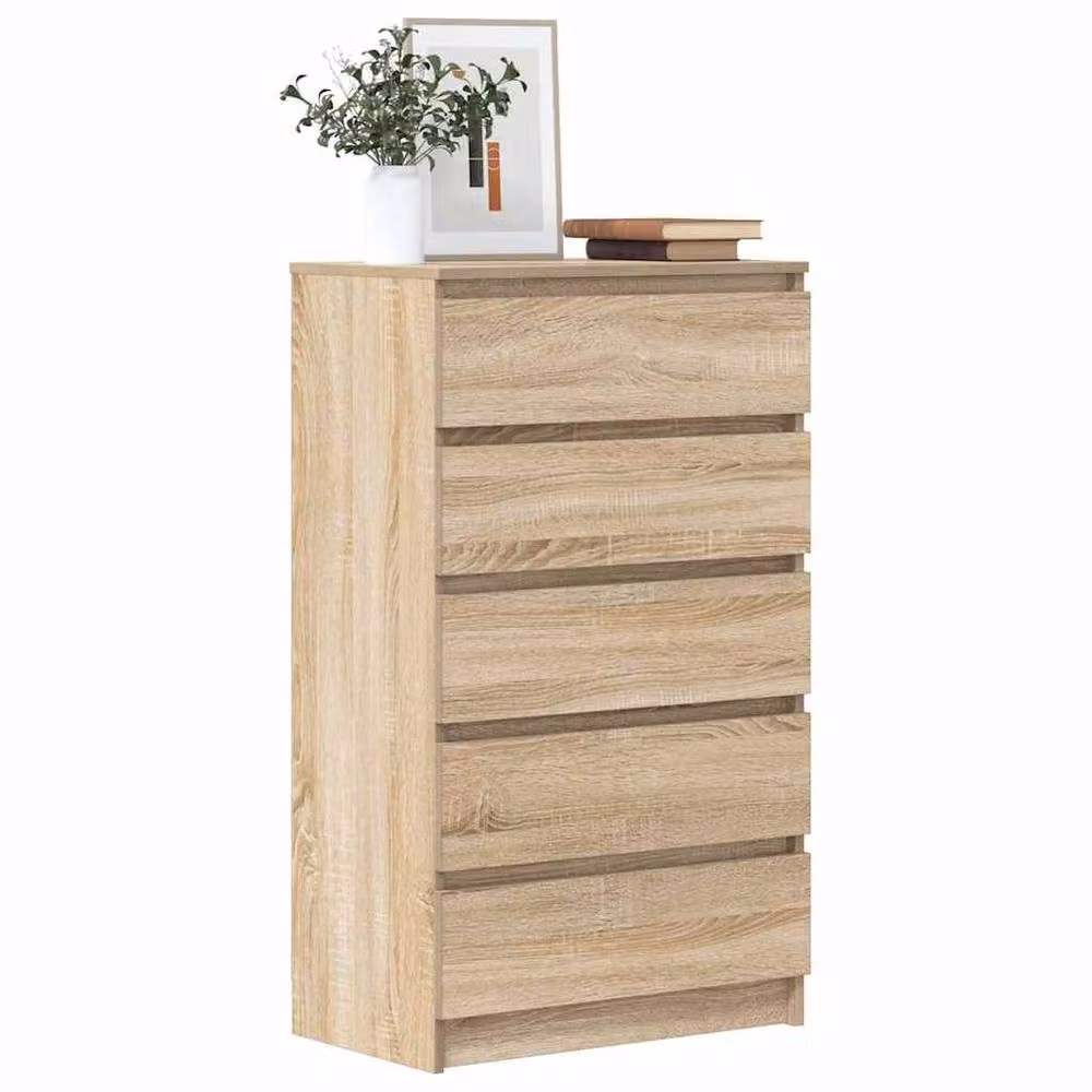 Berkfield Home Elegant Drawer Cabinet in Sonoma Oak and Beige, W/D/H: 60 x 36 x 103 cm – 2