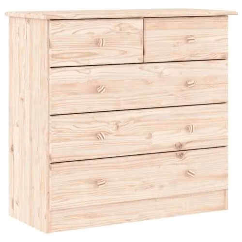 vidaXL ALTA Chest of Drawers in Natural Solid Pine Wood, W: 77 cm, D: 35 cm, H: 73 cm – 1