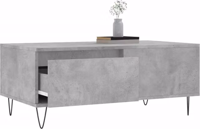 Berkfield Home Modern Rectangular Coffee Table in Concrete Grey, W/D/H: 90 x 50 x 36.5 cm – 1