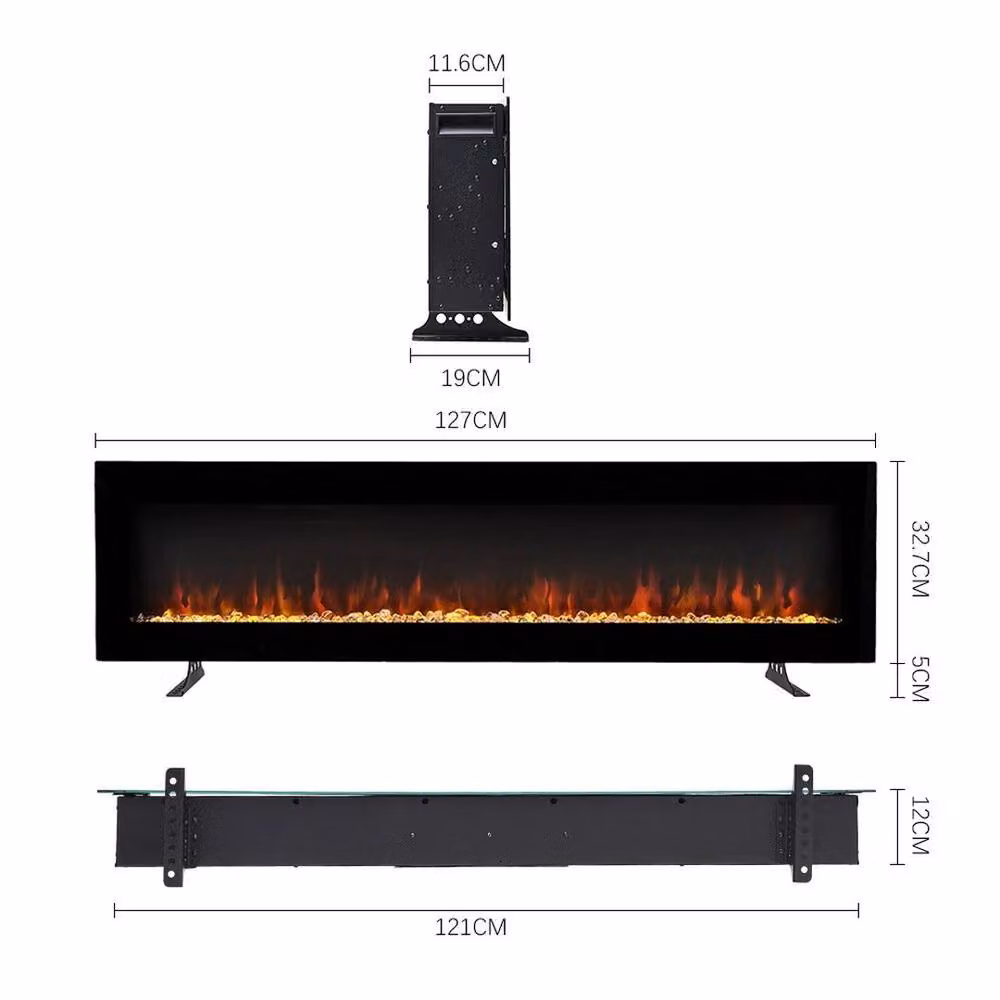 FORGEVIO 50 Inch Wide Wall Mounted LED Fireplace in Black – 2