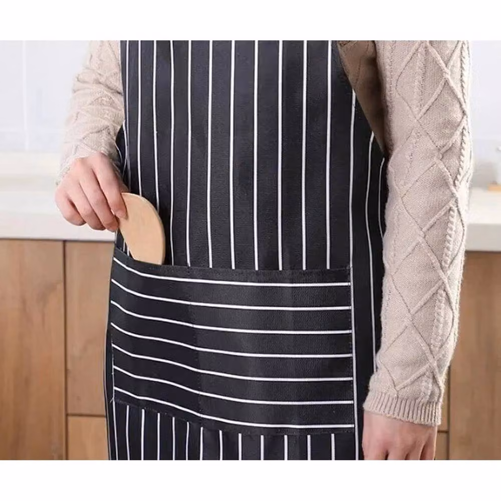FLAVORA Unisex Black and White Striped Polyester Chef Apron, W: 100 cm, H: 15 cm – 2