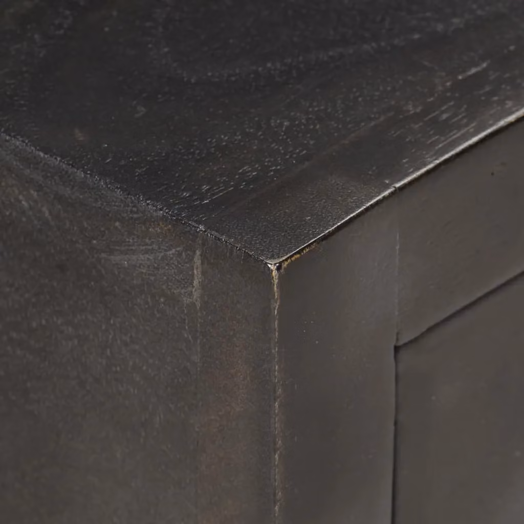 Berkfield Home Black and Gold Solid Mango Wood Bedside Cabinet W/D/H: 40 x 30 x 50 cm – 3