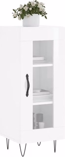 Berkfield Home Modern High Gloss White Sideboard W/D/H: 34.5 x 34 x 90 cm