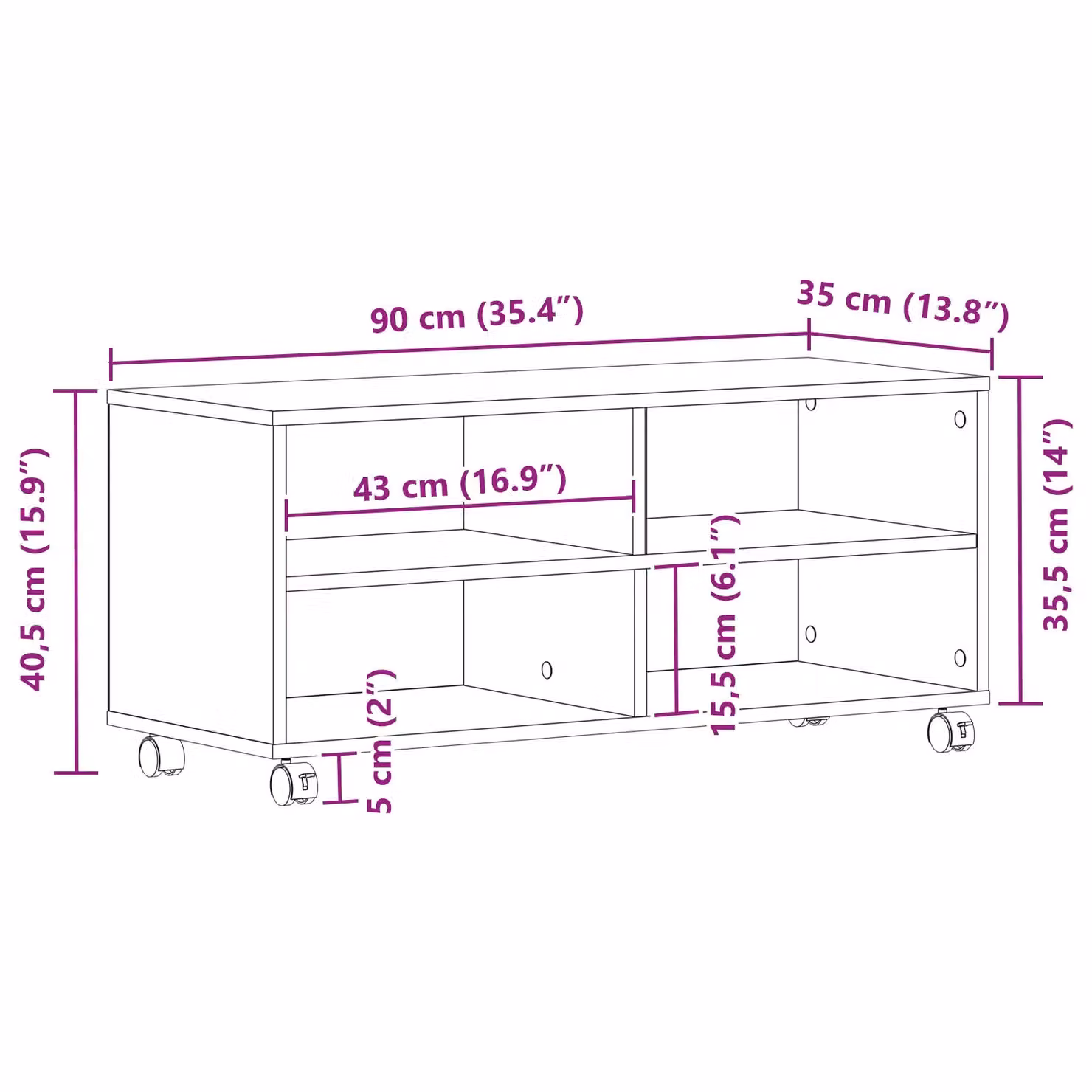 Berkfield Home Artisan Oak TV Cabinet in Brown, W/D/H: 90 x 35 x 35 cm – 6
