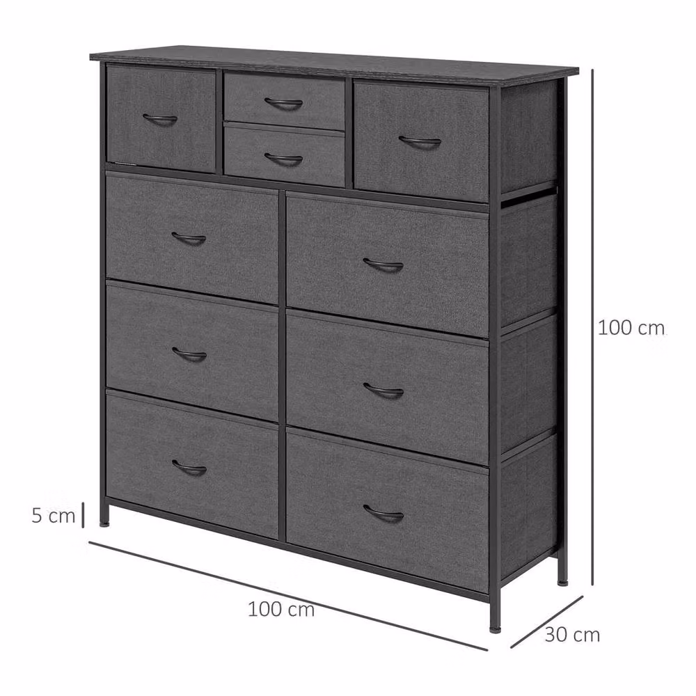 EONLION Modern Fabric Bedroom Chest of Drawers in Dark Grey, Width: 100 cm – 2