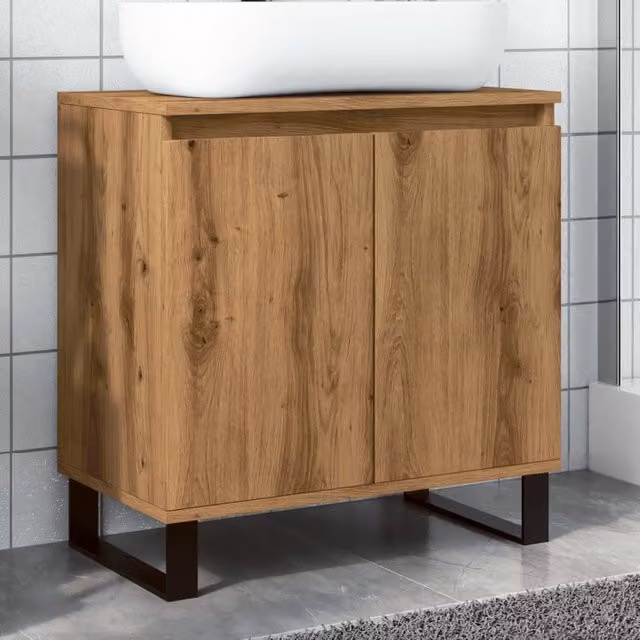 Berkfield Home Artisan Oak Bathroom Cabinet in Brown, W: 58 cm, D: 33 cm, H: 60 cm