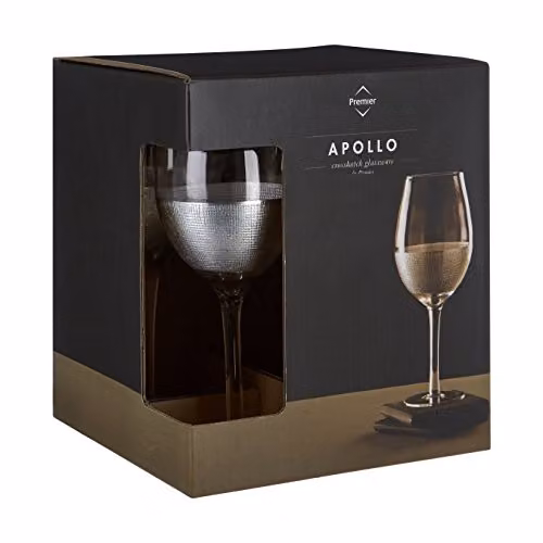 Orsina Set of 4 Large Geometric Wine Glasses in Transparent and Silver Glass – 5