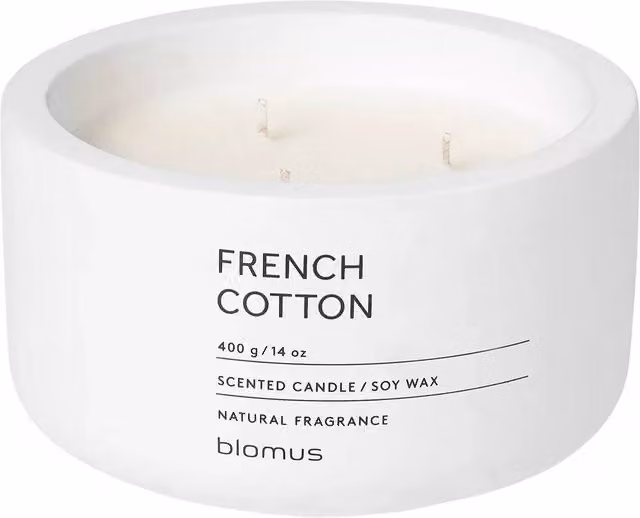 Blomus Fraga Large Scented Lily White Floral Tabletop Candle in White Concrete